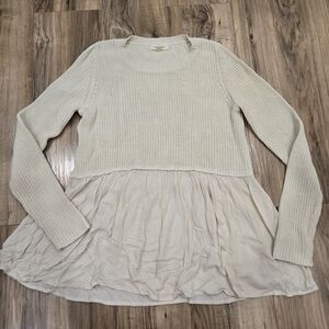 Black Swan Cream Sweater with Layered Hem